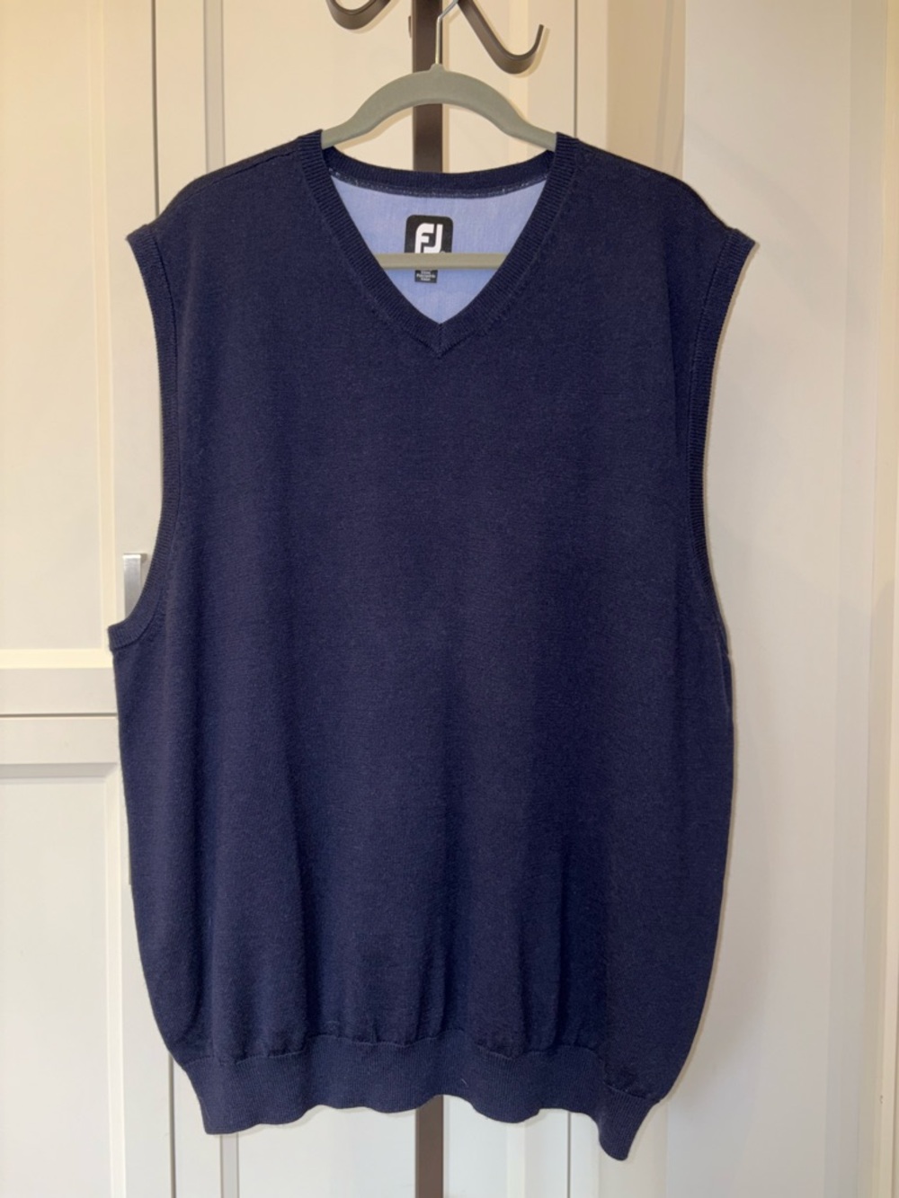 FootJoy FJ 100% Wool Navy V-Neck Pullover Sleeveless Golf Vest Preppy Size XXL